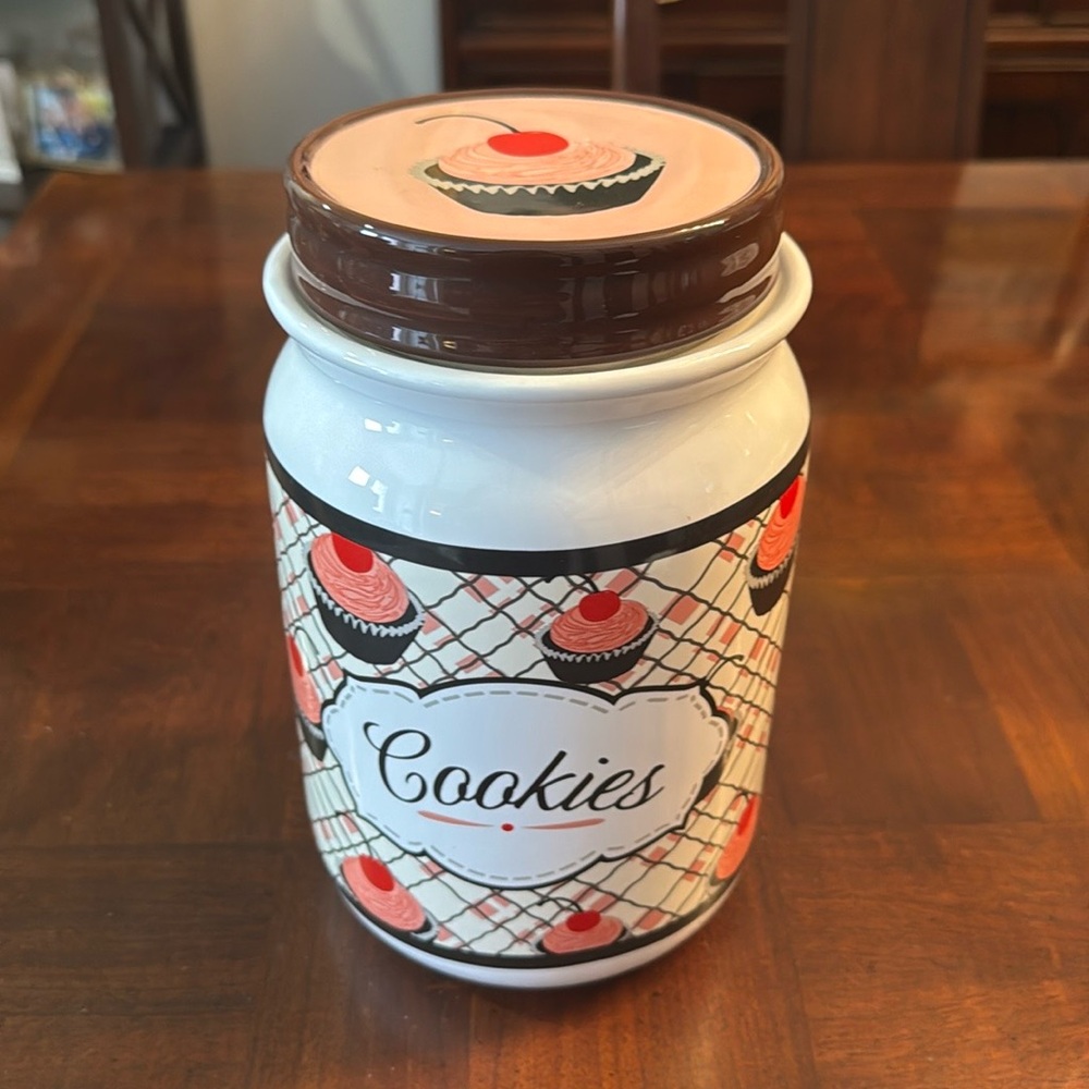 You & Me by Jessie Steele Cherry Cupcake 9" Ceramic Cookie Jar
